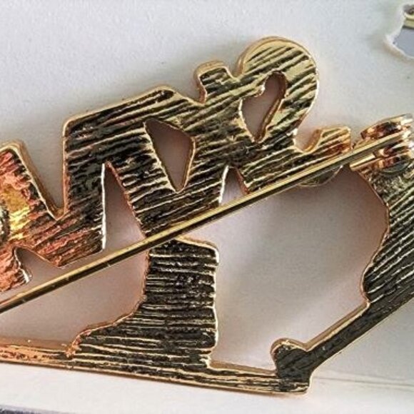 Vintage Diamond 18KT Gold Plated Ski Pin Made in America by Ultralite- Orig. Box - Picture 6 of 13